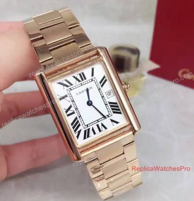 Quartz Movements Cartier Replica Tank Solo Rose Gold Watch 